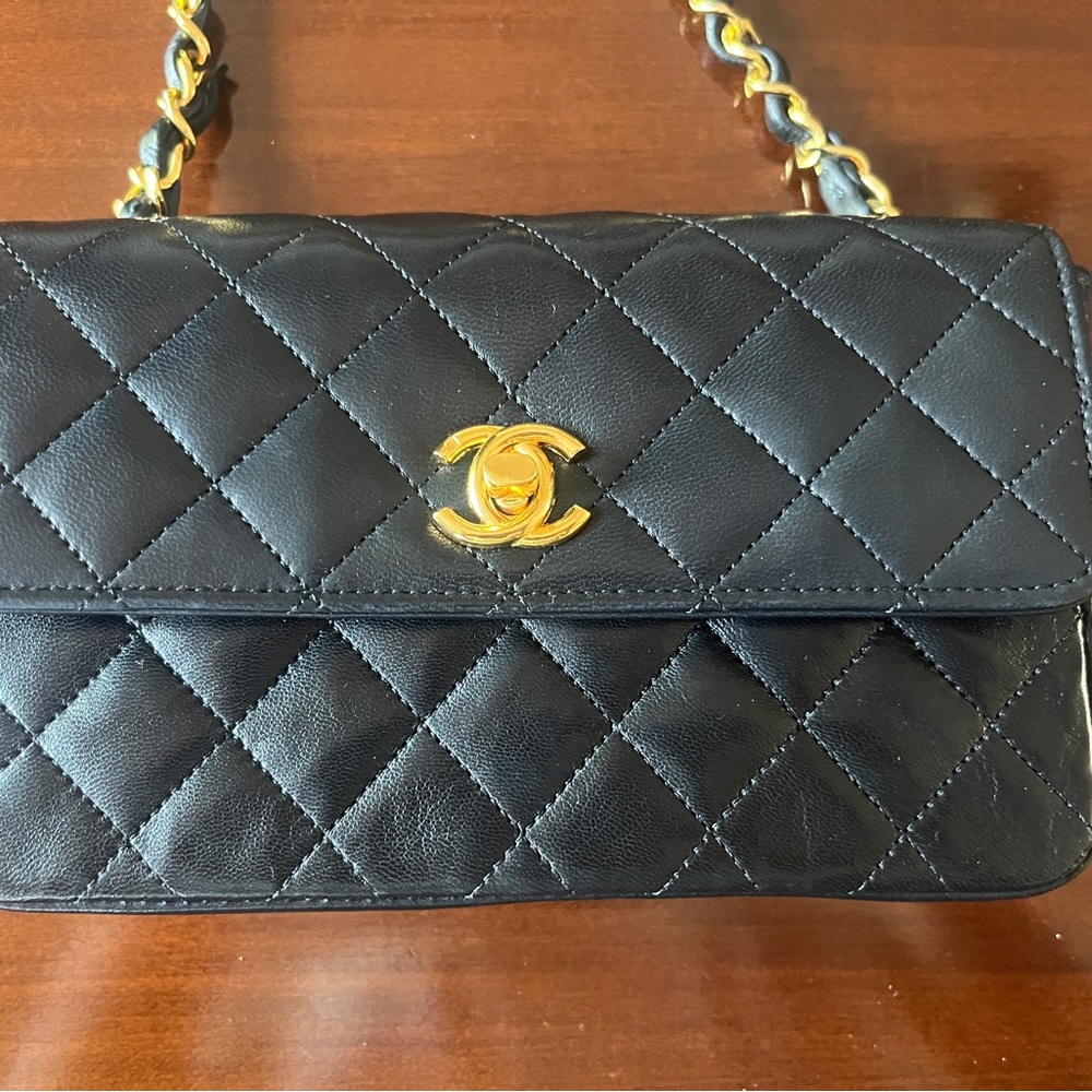 Chanel Mini Rectangular Flap Black Quilted Gold H… - image 1